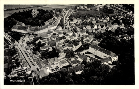 Postcard Wallerstein in Swabia, aerial photograph