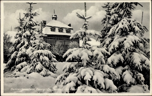 Ak Benneckenstein Oberharz, herstellingsoord Georg Zeidler Haus, winter