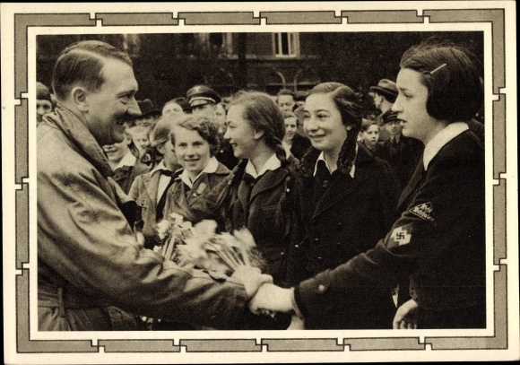 Postal stationery PC leader and Chancellor Adolf Hitler, well-wishers, BDM