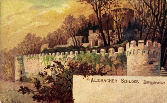 Artist Postcard Rothgeb, G., Alsbach Hähnlein on the Bergstrasse, Castle