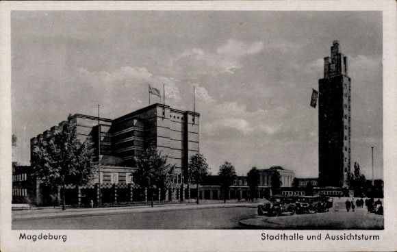 Ak Magdeburg, Stadthalle, Aussichtsturm