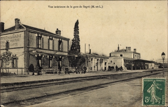Ak Segré Maine et Loire, Vue interieure de la Gare