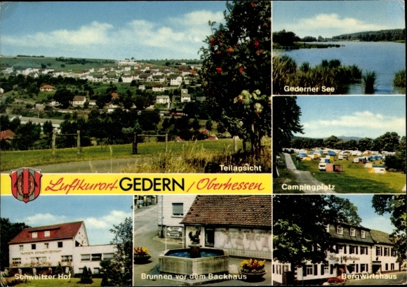 Postcard Gedern in Hesse, Hoher Vogelsberg Nature Park, campsite at the lake, Schweitzer Hof