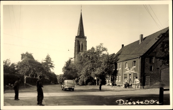 Photo Postcard Diestedde Wadersloh in Westphalia, street section with church, business