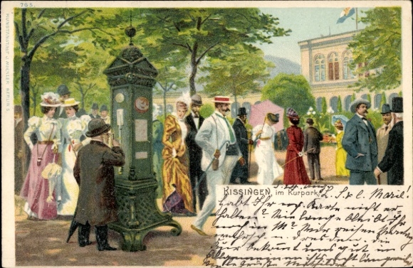 Chromo-Litho Bad Kissingen Lower Franconia Bavaria, spa park