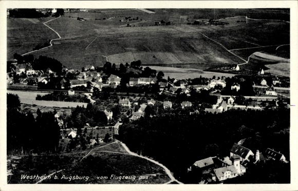 Postcard Westheim near Augsburg Neusäß in Swabia, aerial photograph