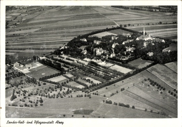 Postcard Alzey in Rheinhessen, State Hospital and Nursing Home, aerial photograph