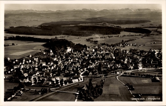 Postcard Leutkirch im Allgäu Württemberg, aerial photograph