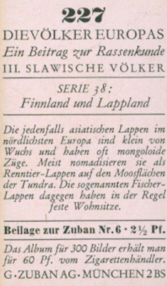 Collective picture The peoples of Europe, a contribution to racial science, 227 Laplanders from the North Cape