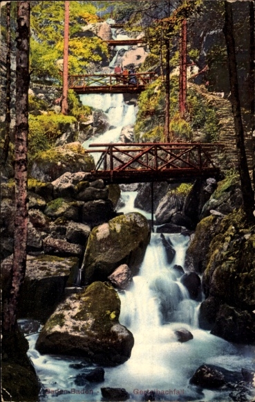 Postcard Baden Baden am Schwarzwald, Gerbachfall