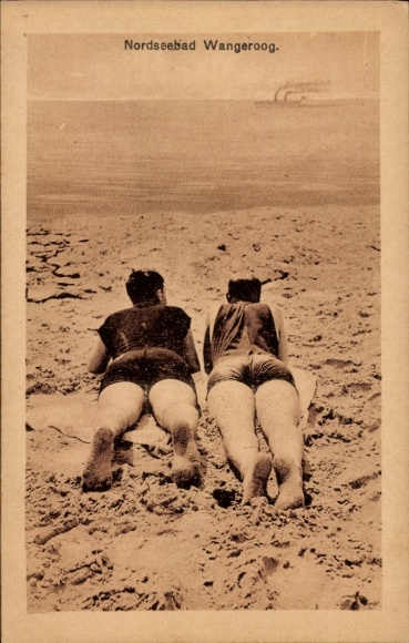 Postcard North Sea resort Wangeroog Wangerooge in East Frisia, people on the beach, swimwear