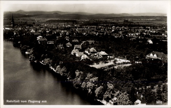 Postcard Radolfzell am Bodensee, aerial photograph