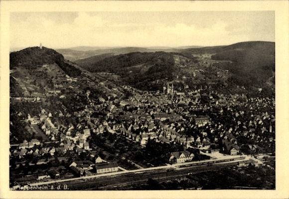 Ak Heppenheim an der Bergstraße, Fliegeraufnahme
