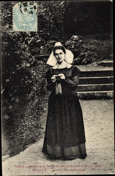 Postcard La Mothe Saint Héray Deux Sèvres, Popular Theater Whites and Blues 1902, Madame X, Häkeln