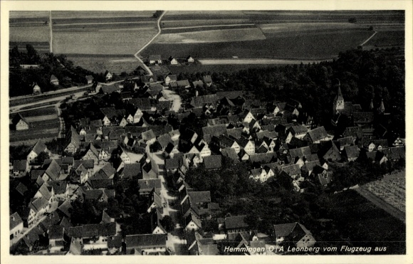 Ak Hemmingen in Baden Württemberg, Fliegeraufnahme der Ortschaft