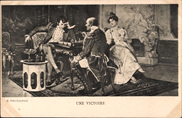 Artist Postcard Priechenfried, H., Une Victoire, Chess Player