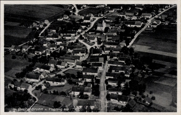 Ak Breitenbrunn in het Ertsgebergte, luchtfoto van huizen en straten zichtbaar