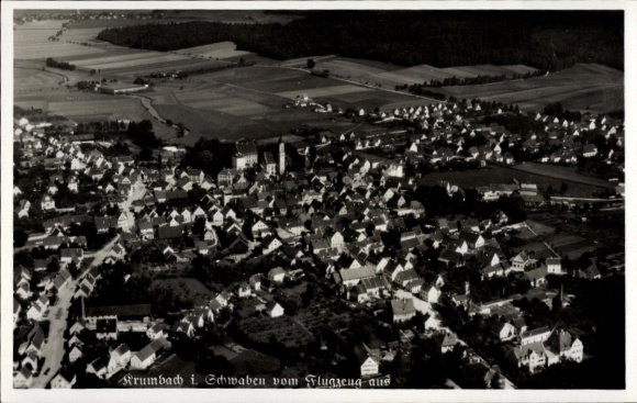 Postcard Krumbach Swabia, aerial photograph