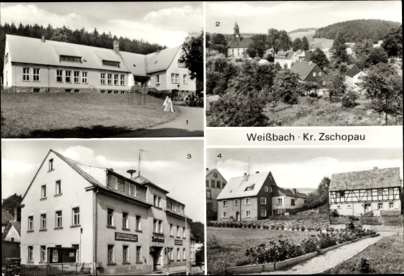 PC Weißbach Amtsberg in the Ore Mountains, kindergarten, partial view, town hall, in the park
