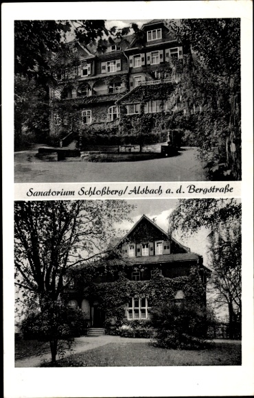 Postcard Alsbach Hähnlein on Bergstrasse Hesse, Sanatorium Schlossberg