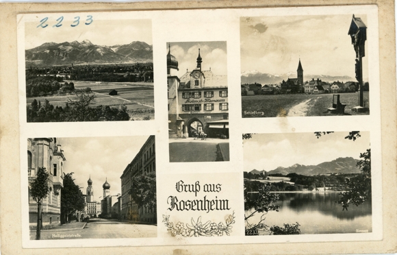 6 glass negatives Rosenheim Upper Bavaria, general view, various views, gate