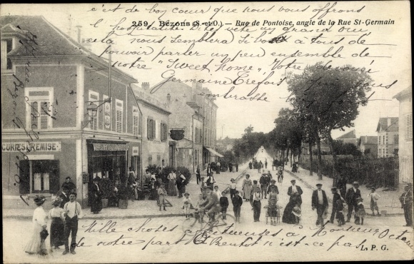 Postcard Bezons Val d&#39;Oise, Rue de Pontoise, corner of Rue St. Germain