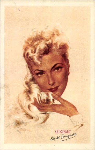 Artist Postcard Advertising, Cognac, Leopold Brugerolle