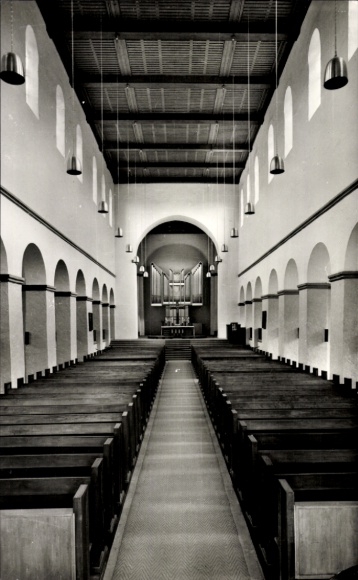 Postcard Paderborn in Westphalia, interior view of the Abdinghof Church