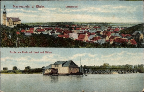 PC Halsheim am Rhein, total view, section on the Rhine with Insel Mühle