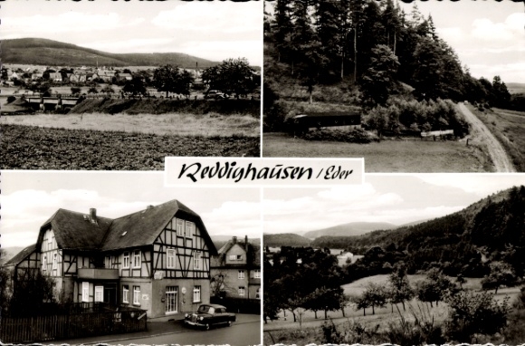 Postcard Reddighausen an der Eder Hatzfeld in Hessen, Restaurant Zum Bahnhof