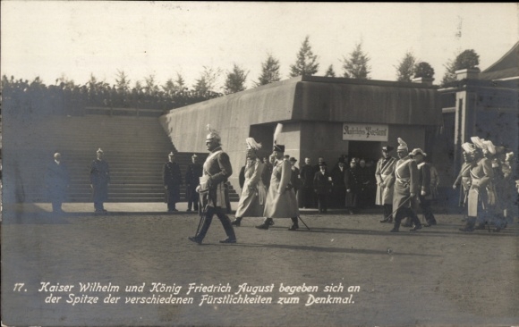 Ak Leipzig, Einweihung Völkerschlachtdenkmal 1913, Kaiser Wilhelm II, König Friedrich August