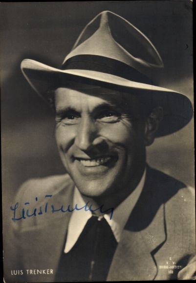 Postcard actor Luis Trenker, portrait with hat