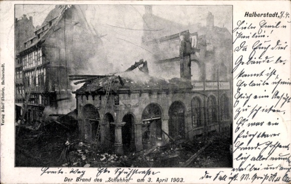 PC Halberstadt am Harz, fire at the Schuhhof, 1903