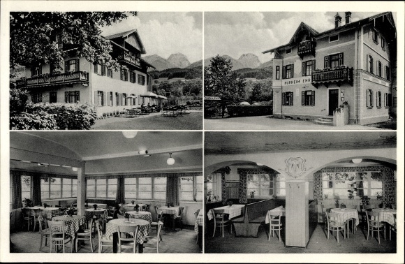 Postcard Bad Feilnbach in the district of Rosenheim, Upper Bavaria, Kurheim Ehrl, owner E. Zahn, dining room