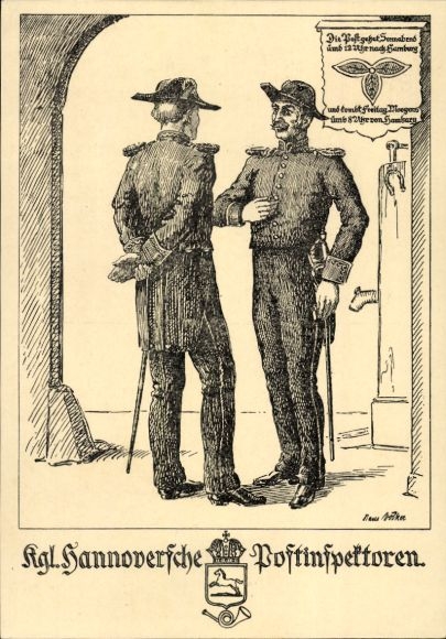Postwaardekaart Hannover in Nedersaksen, postzegeltentoonstelling 1938, postinspecteurs