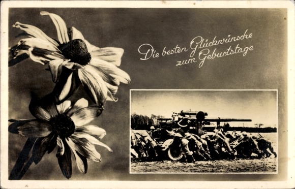 Ak Glückwunsch Geburtstag, Deutsche Wehrmacht, Geschütz, Luftwaffe