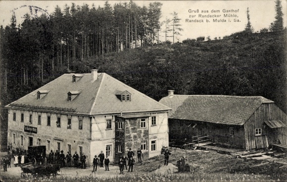 Postcard Randeck Mulda in Saxony, Gasthof zur Randecker Mühle, visitors