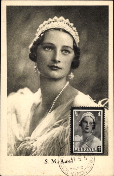Maximum Postcard Astrid of Sweden, Queen of Belgium, portrait