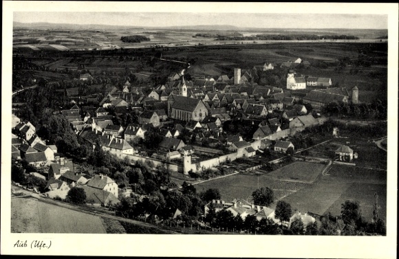 Postcard Aub in Lower Franconia, aerial photograph