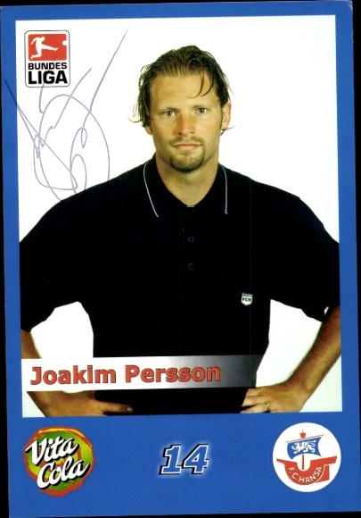 Autograph card footballer Joakim Persson, FC Hansa Rostock, autograph