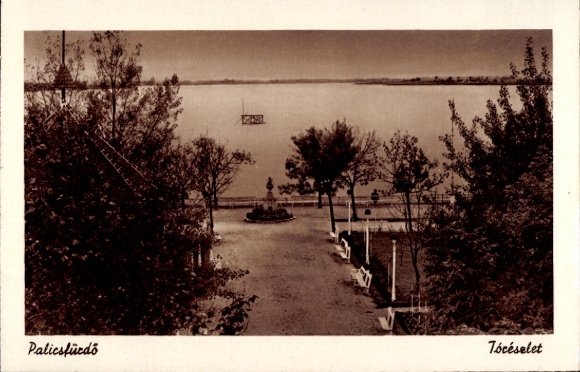 KP Palić Palics Palicsfürdő Palitsch Serbia, widok na morze, drzewa, posąg, ścieżka, Palicsfürdő