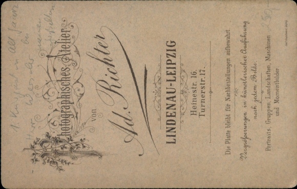 Cabinet Photo Leipzig in Saxony, man on a bicycle, penny farthing, portrait