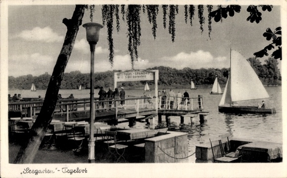 Postcard Berlin Reinickendorf Konradshöhe Tegelort, Seegarten, sailing boats