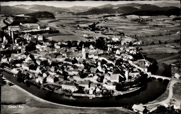 Photo Cham Bavaria, aerial photograph of the village, river