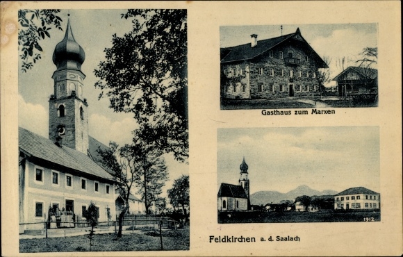Postcard Feldkirchen Ainring in Berchtesgadener Land Upper Bavaria, Inn zum Marxen, church