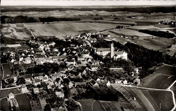 Postcard Kirchheim in Schwaben Allgäu, aerial photograph