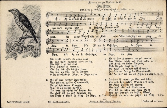 Song Postcard Soph, Hans, Da Zipp, Erzgeb. Dialect No. 4