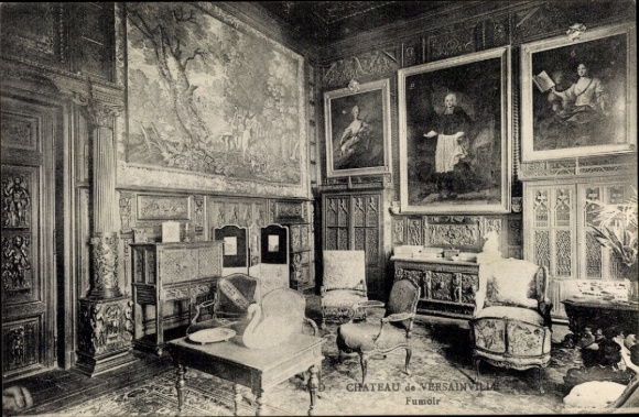 Postcard Falaise Calvados, Château de Versainvile, Smoking Room