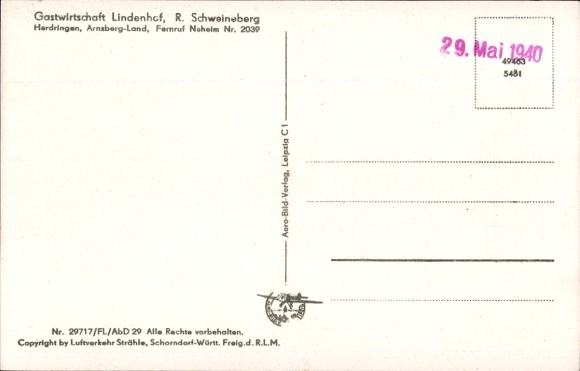 Postcard Herdringen Arnsberg in Sauerland, aerial photograph