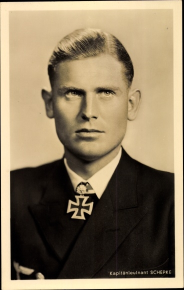 Postcard Kapitänleutnant Joachim Schepke, U-boat Commander, Kriegsmarine, Knight&#39;s Cross recipient